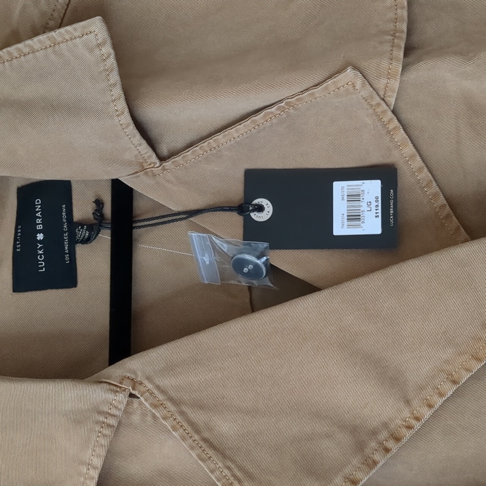 Lucky Brand Double-Breasted Khaki Light Jacket with Cinched Waist - Picture 2 of 4